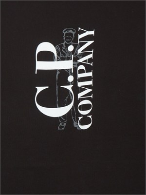 T-shirt CP Company in cotone nero con logo in UOMO