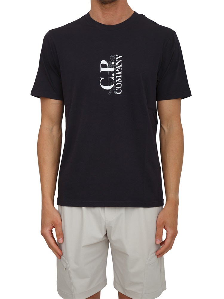 T-shirt CP Company in cotone blu con logo