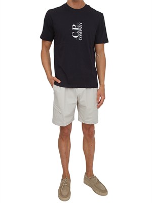T-shirt CP Company in cotone blu con logo in UOMO
