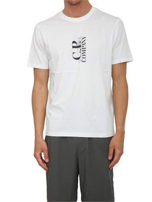T-shirt CP Company in cotone bianco con logo in UOMO