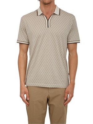 Polo Liu Jo uomo in puro cotone beige logo all over in UOMO