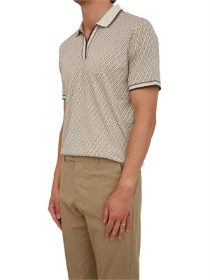 Polo Liu Jo uomo in puro cotone beige logo all over in UOMO