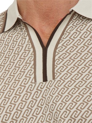 Polo Liu Jo uomo in puro cotone beige logo all over in UOMO