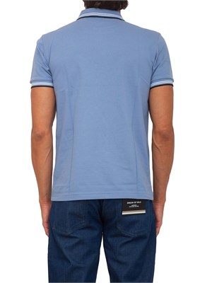 Polo Boss uomo in cotone azzurro inserti a contrasto in UOMO