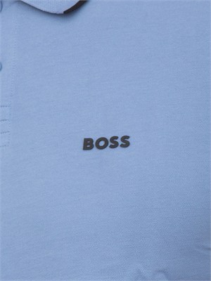 Polo Boss uomo in cotone azzurro inserti a contrasto in UOMO