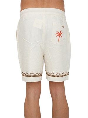 Bermuda Liu Jo uomo misto lino beige con ricami in UOMO