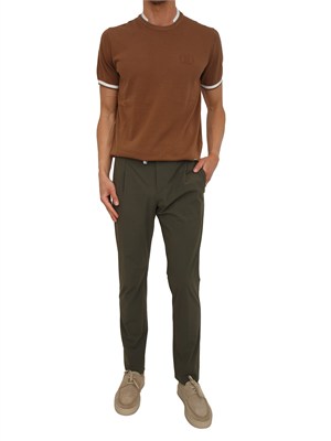 T-shirt in maglia Liu Jo uomo in cotone marrone con profili in UOMO