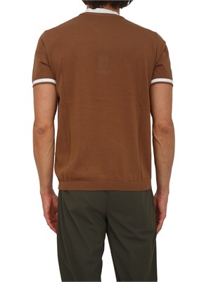 T-shirt in maglia Liu Jo uomo in cotone marrone con profili in UOMO