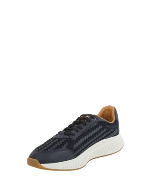 Sneakers Boss uomo in pelle blu in UOMO