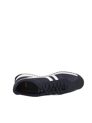 Sneakers Boss uomo in pelle blu in UOMO