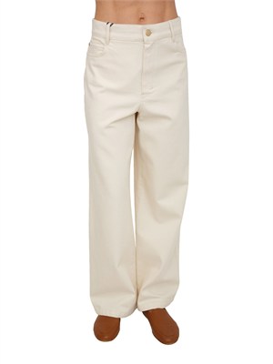 Pantaloni SMMZARINA Max Mara 'S in cotone elasticizzato crema in DONNA