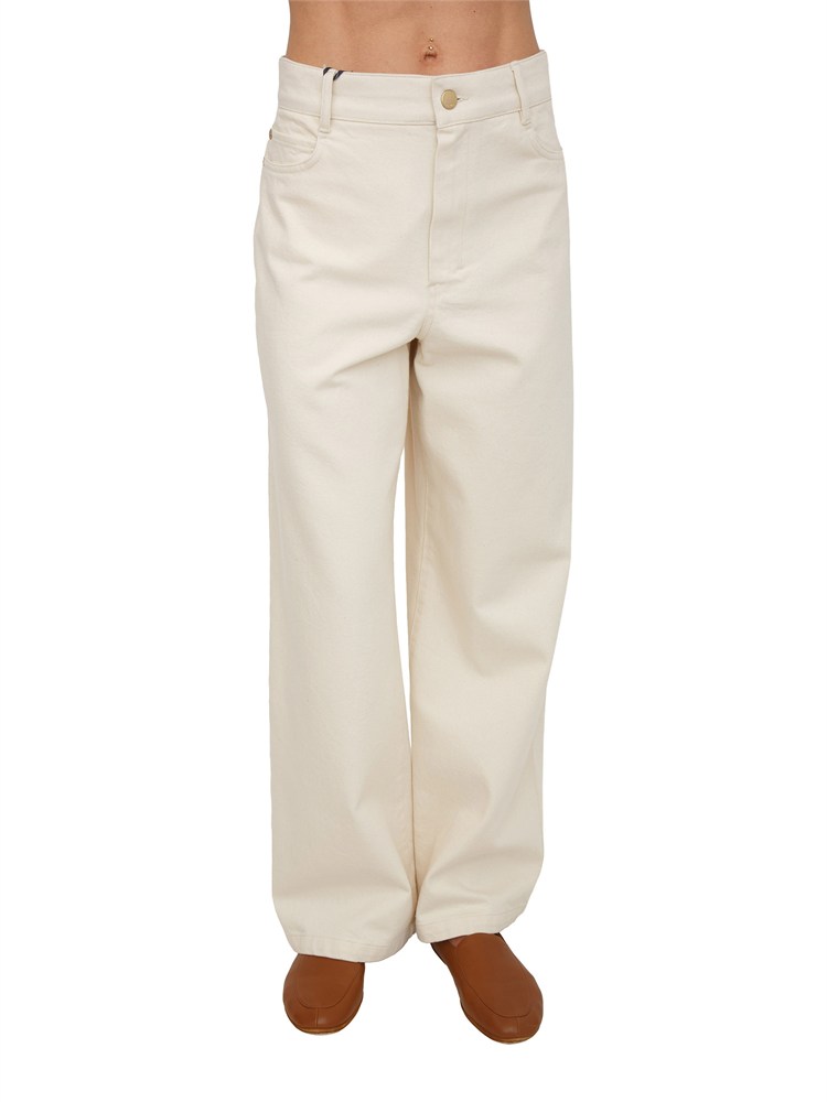 Pantaloni SMMZARINA Max Mara 'S in cotone elasticizzato crema