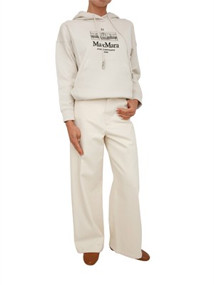 Pantaloni SMMZARINA Max Mara 'S in cotone elasticizzato crema in DONNA