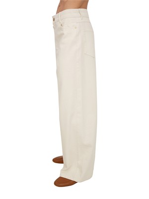 Pantaloni SMMZARINA Max Mara 'S in cotone elasticizzato crema in DONNA