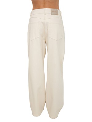 Pantaloni SMMZARINA Max Mara 'S in cotone elasticizzato crema in DONNA