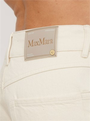 Pantaloni SMMZARINA Max Mara 'S in cotone elasticizzato crema in DONNA