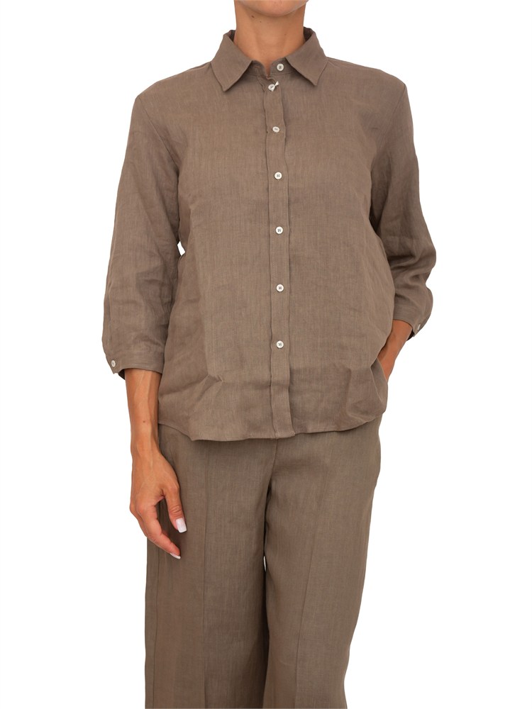 Camicia Emmgirello di Emme Marella in puro lino marrone