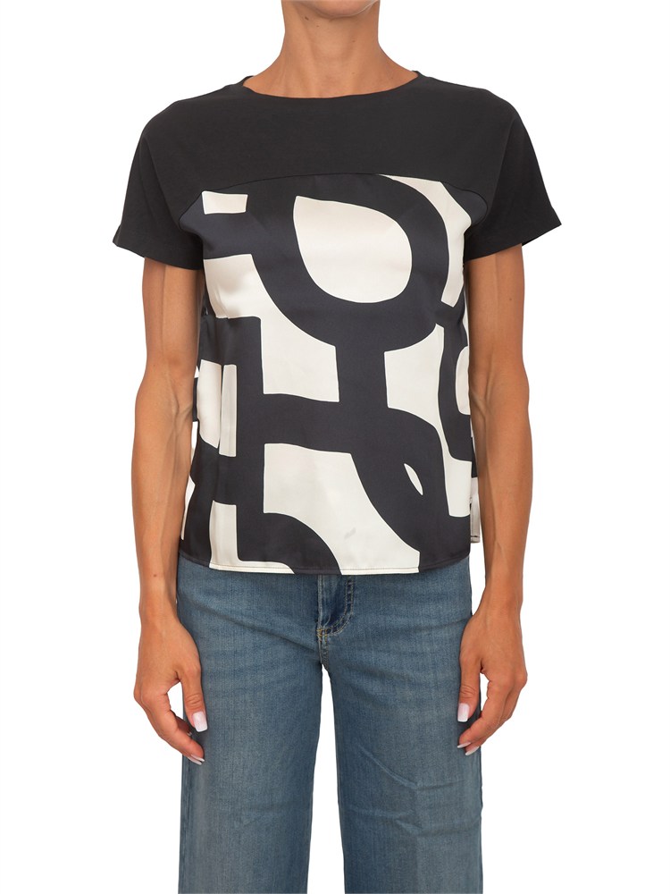 T-shirt Emmlampada Emme Marella in twill stampa nera