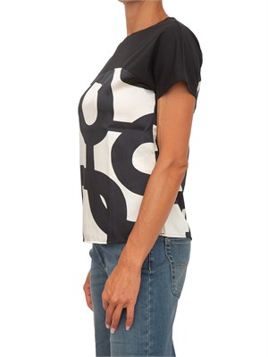 T-shirt Emmlampada Emme Marella in twill stampa nera in DONNA