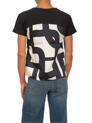 T-shirt Emmlampada Emme Marella in twill stampa nera in DONNA