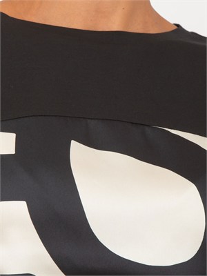 T-shirt Emmlampada Emme Marella in twill stampa nera in DONNA