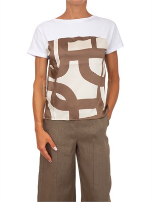 T-shirt Emmlampada Emme Marella in twill stampa marrone in DONNA