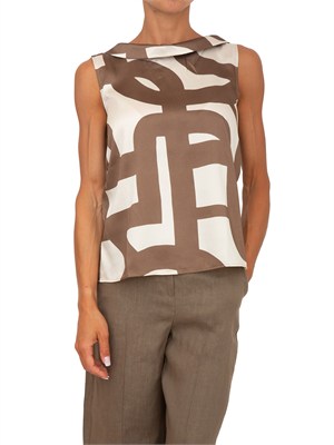 Top Emmgommoso Emme Marella in twill stampato marrone in DONNA