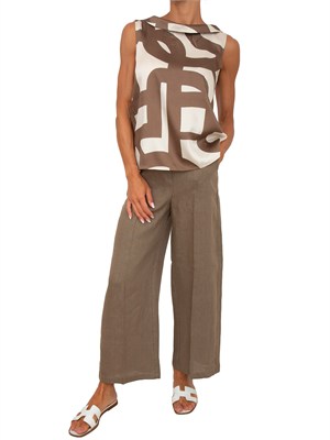 Top Emmgommoso Emme Marella in twill stampato marrone in DONNA