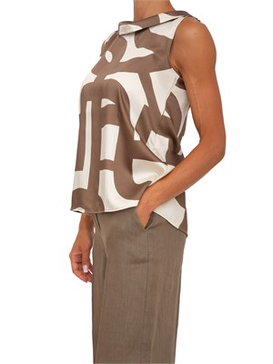 Top Emmgommoso Emme Marella in twill stampato marrone in DONNA