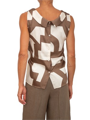 Top Emmgommoso Emme Marella in twill stampato marrone in DONNA