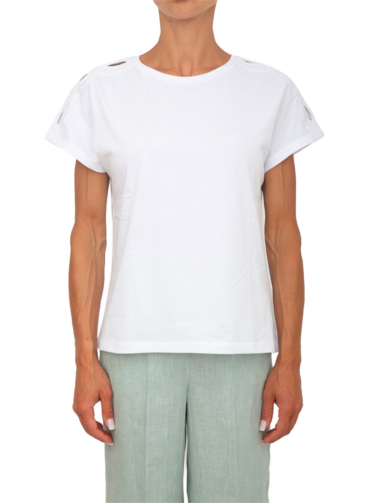 T-shirt bianca Emmchiffon di Emme Marella in cotone
