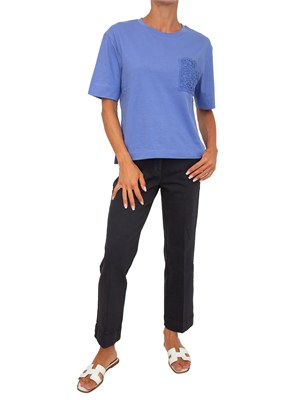 T-shirt blu Emmfirma di Emme Marella con taschino in DONNA