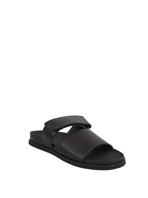 Ciabatta sandalo Boss uomo in pelle nera in UOMO
