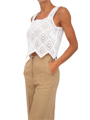 Top Emmcaladio Emme Marella in cotone crochet bianco in DONNA