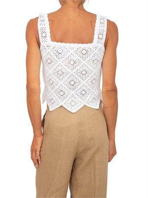 Top Emmcaladio Emme Marella in cotone crochet bianco in DONNA