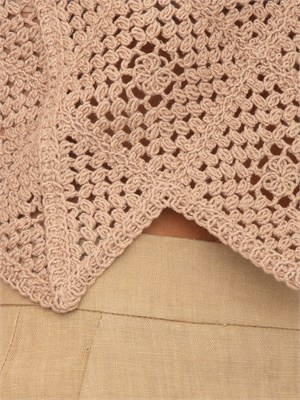 Top Emmcaladio Emme Marella in cotone crochet beige in DONNA