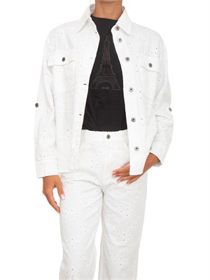 Giacca camicia Liu Jo in cotone sangallo bianco in DONNA