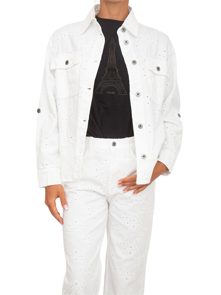 Giacca camicia Liu Jo in cotone sangallo bianco