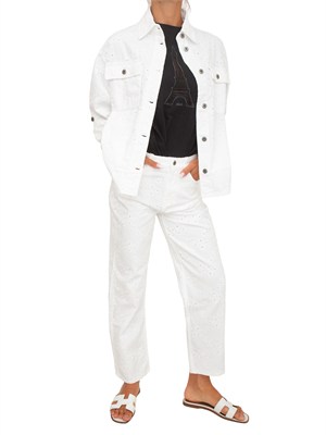 Giacca camicia Liu Jo in cotone sangallo bianco in DONNA