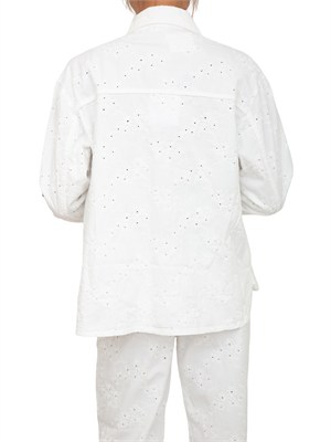 Giacca camicia Liu Jo in cotone sangallo bianco in DONNA