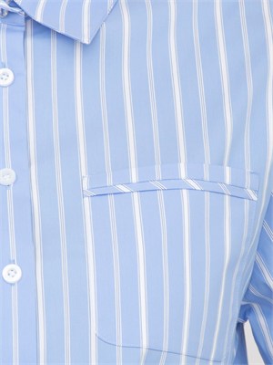 Camicia Liu Jo donna in popeline celeste a righe in DONNA