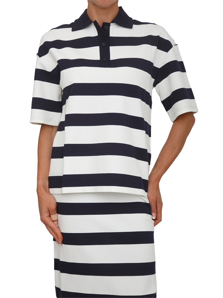 Polo MMLABETAIA Max Mara MM in misto viscosa bianca righe blu