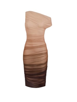 Abito in tulle Elisabetta Franchi marrone e cipria in DONNA