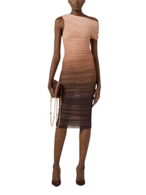 Abito in tulle Elisabetta Franchi marrone e cipria in DONNA