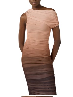 Abito in tulle Elisabetta Franchi marrone e cipria in DONNA