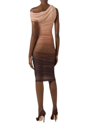 Abito in tulle Elisabetta Franchi marrone e cipria in DONNA