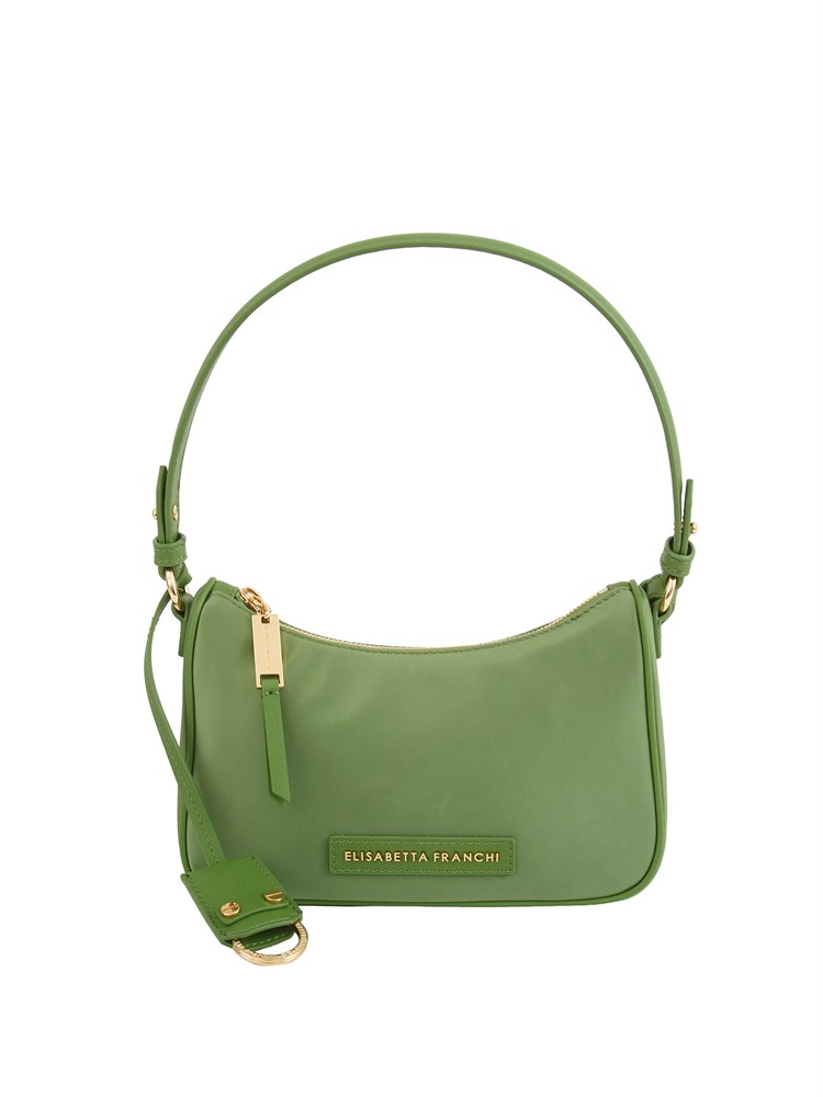 Borsa a spalla Elisabetta Franchi in tessuto verde