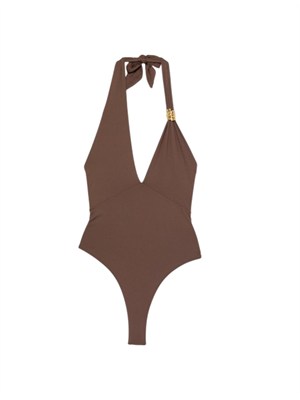 Costume intero e body top marrone Elisabetta Franchi in DONNA