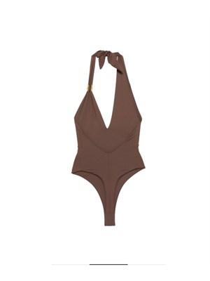 Costume intero e body top marrone Elisabetta Franchi in DONNA
