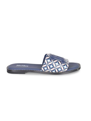 Ciabatte Max Mara in pelle blu disegno geometrico in DONNA